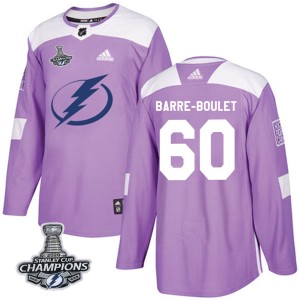 Men's Tampa Bay Lightning Alex Barre-Boulet Adidas Authentic Fights Cancer Practice 2020 Stanley Cup Champions Jersey - Purple