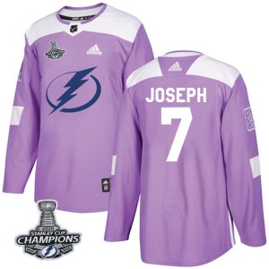 Men's Tampa Bay Lightning Mathieu Joseph Adidas Authentic Fights Cancer Practice 2020 Stanley Cup Champions Jersey - Purple