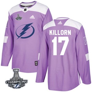 Men's Tampa Bay Lightning Alex Killorn Adidas Authentic Fights Cancer Practice 2020 Stanley Cup Champions Jersey - Purple
