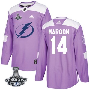 Men's Tampa Bay Lightning Pat Maroon Adidas Authentic Fights Cancer Practice 2020 Stanley Cup Champions Jersey - Purple