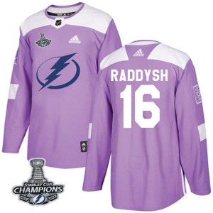 Men's Tampa Bay Lightning Taylor Raddysh Adidas Authentic Fights Cancer Practice 2020 Stanley Cup Champions Jersey - Purple