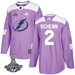 Men's Tampa Bay Lightning Luke Schenn Adidas Authentic Fights Cancer Practice 2020 Stanley Cup Champions Jersey - Purple