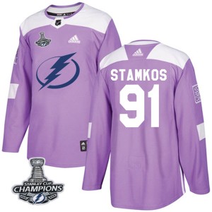 Men's Tampa Bay Lightning Steven Stamkos Adidas Authentic Fights Cancer Practice 2020 Stanley Cup Champions Jersey - Purple