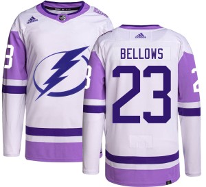 Men's Tampa Bay Lightning Brian Bellows Adidas Authentic Hockey Fights Cancer Jersey -