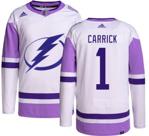 Men's Tampa Bay Lightning Trevor Carrick Adidas Authentic Hockey Fights Cancer Jersey -