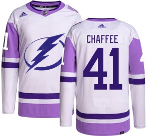Men's Tampa Bay Lightning Mitchell Chaffee Adidas Authentic Hockey Fights Cancer Jersey -