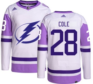 Men's Tampa Bay Lightning Ian Cole Adidas Authentic Hockey Fights Cancer Jersey -