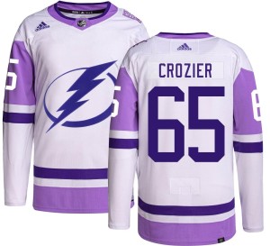 Men's Tampa Bay Lightning Maxwell Crozier Adidas Authentic Hockey Fights Cancer Jersey -