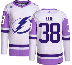 Men's Tampa Bay Lightning Remi Elie Adidas Authentic Hockey Fights Cancer Jersey -
