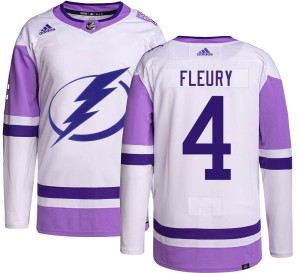 Men's Tampa Bay Lightning Haydn Fleury Adidas Authentic Hockey Fights Cancer Jersey -
