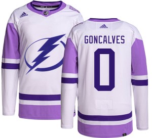 Men's Tampa Bay Lightning Gage Goncalves Adidas Authentic Hockey Fights Cancer Jersey -