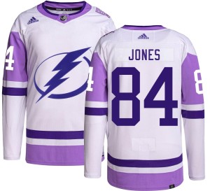 Men's Tampa Bay Lightning Ryan Jones Adidas Authentic Hockey Fights Cancer Jersey -