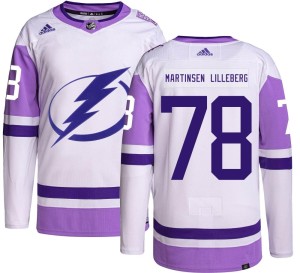 Men's Tampa Bay Lightning Emil Martinsen Lilleberg Adidas Authentic Hockey Fights Cancer Jersey -