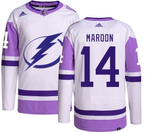 Men's Tampa Bay Lightning Pat Maroon Adidas Authentic Hockey Fights Cancer Jersey -