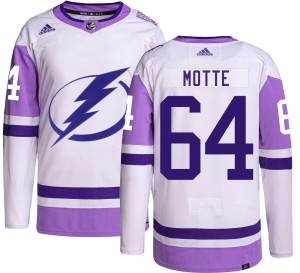 Men's Tampa Bay Lightning Tyler Motte Adidas Authentic Hockey Fights Cancer Jersey -