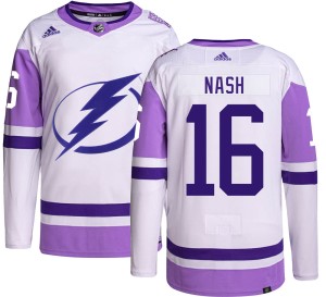 Men's Tampa Bay Lightning Riley Nash Adidas Authentic Hockey Fights Cancer Jersey -