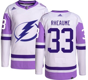 Men's Tampa Bay Lightning Manon Rheaume Adidas Authentic Hockey Fights Cancer Jersey -
