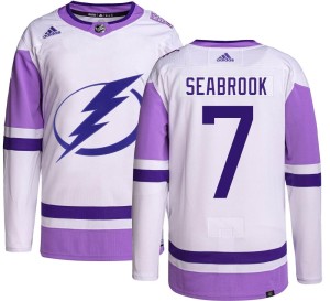 Men's Tampa Bay Lightning Brent Seabrook Adidas Authentic Hockey Fights Cancer Jersey -