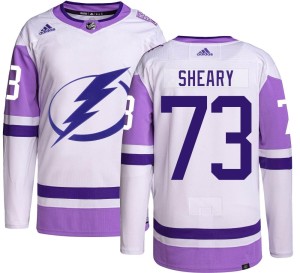 Men's Tampa Bay Lightning Conor Sheary Adidas Authentic Hockey Fights Cancer Jersey -