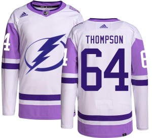 Men's Tampa Bay Lightning Jack Thompson Adidas Authentic Hockey Fights Cancer Jersey -