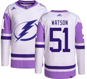 Men's Tampa Bay Lightning Austin Watson Adidas Authentic Hockey Fights Cancer Jersey -