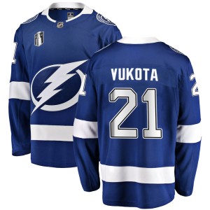 Youth Tampa Bay Lightning Mick Vukota Fanatics Branded Breakaway Home 2022 Stanley Cup Final Jersey - Blue