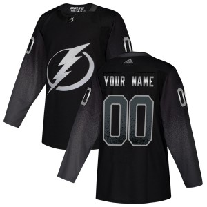 Youth Tampa Bay Lightning Custom Adidas Authentic Alternate Jersey - Black