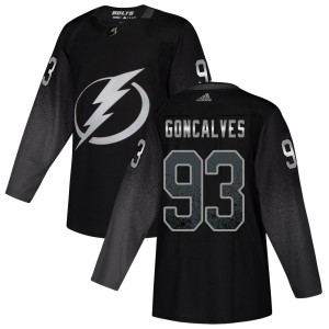 Youth Tampa Bay Lightning Gage Goncalves Adidas Authentic Alternate Jersey - Black