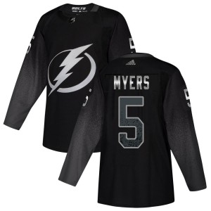 Youth Tampa Bay Lightning Philippe Myers Adidas Authentic Alternate Jersey - Black