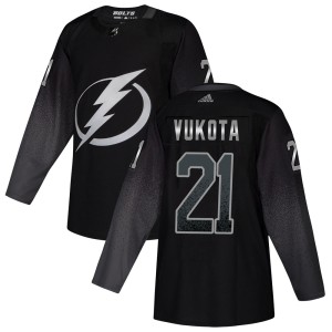 Youth Tampa Bay Lightning Mick Vukota Adidas Authentic Alternate Jersey - Black