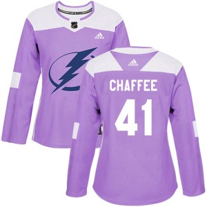 Women's Tampa Bay Lightning Mitchell Chaffee Adidas Authentic Fights Cancer Practice Jersey - Purple