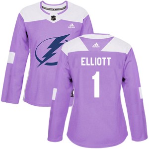 Women's Tampa Bay Lightning Brian Elliott Adidas Authentic Fights Cancer Practice Jersey - Purple