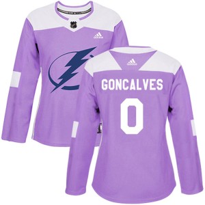 Women's Tampa Bay Lightning Gage Goncalves Adidas Authentic Fights Cancer Practice Jersey - Purple