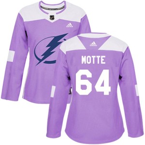 Women's Tampa Bay Lightning Tyler Motte Adidas Authentic Fights Cancer Practice Jersey - Purple