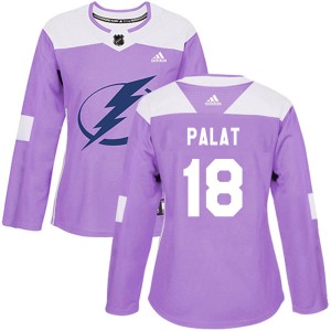 Women's Tampa Bay Lightning Ondrej Palat Adidas Authentic Fights Cancer Practice Jersey - Purple