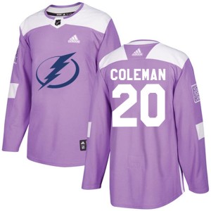 Men's Tampa Bay Lightning Blake Coleman Adidas Authentic Fights Cancer Practice Jersey - Purple