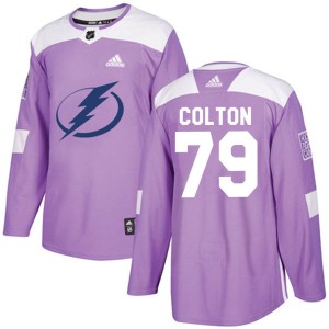 Men's Tampa Bay Lightning Ross Colton Adidas Authentic Fights Cancer Practice Jersey - Purple