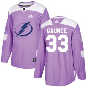 Men's Tampa Bay Lightning Cameron Gaunce Adidas Authentic Fights Cancer Practice Jersey - Purple