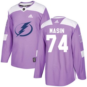 Men's Tampa Bay Lightning Dominik Masin Adidas Authentic Fights Cancer Practice Jersey - Purple
