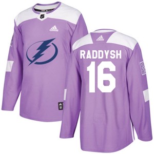 Men's Tampa Bay Lightning Taylor Raddysh Adidas Authentic Fights Cancer Practice Jersey - Purple