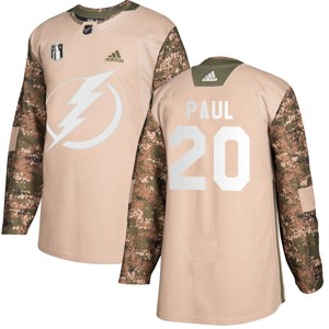 Men's Tampa Bay Lightning Nicholas Paul Adidas Authentic Veterans Day Practice 2022 Stanley Cup Final Jersey - Camo