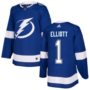 Men's Tampa Bay Lightning Brian Elliott Adidas Authentic Home Jersey - Blue