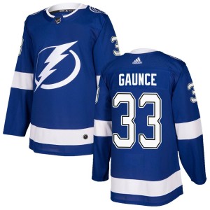 Men's Tampa Bay Lightning Cameron Gaunce Adidas Authentic Home Jersey - Blue