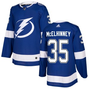 Men's Tampa Bay Lightning Curtis McElhinney Adidas Authentic Home Jersey - Blue