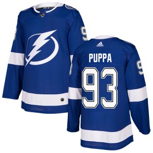 Men's Tampa Bay Lightning Daren Puppa Adidas Authentic Home Jersey - Blue