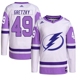 Youth Tampa Bay Lightning Brent Gretzky Adidas Authentic Hockey Fights Cancer Primegreen Jersey - White/Purple