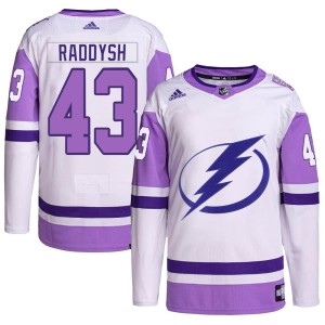 Youth Tampa Bay Lightning Darren Raddysh Adidas Authentic Hockey Fights Cancer Primegreen Jersey - White/Purple