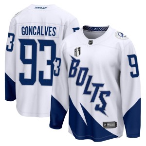 Youth Tampa Bay Lightning Gage Goncalves Fanatics Branded 2022 Stadium Series Breakaway 2022 Stanley Cup Final Jersey - White