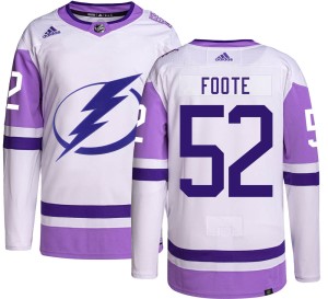 Youth Tampa Bay Lightning Cal Foote Adidas Authentic Hockey Fights Cancer Jersey -