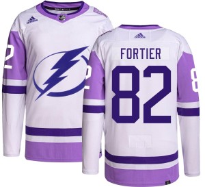 Youth Tampa Bay Lightning Gabriel Fortier Adidas Authentic Hockey Fights Cancer Jersey -